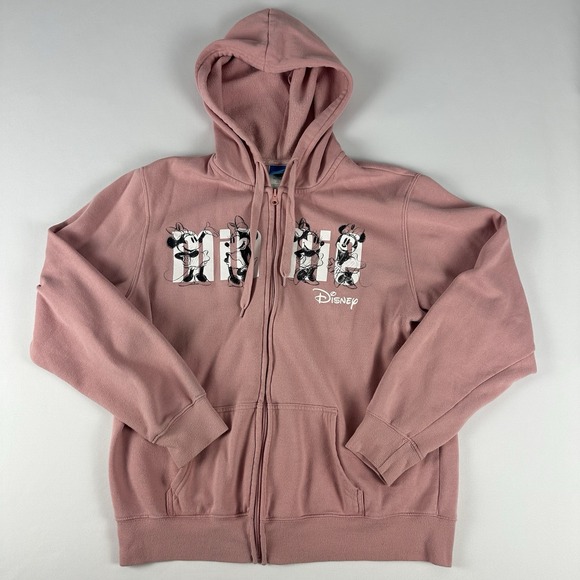 Disney Minnie Mouse Classic Zip-Up Hoodie Pink Size XL - Picture 1 of 7